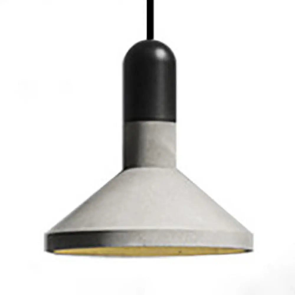 1-Light Industrial Conic Shade Hanging Cement Pendant Lamp In Wood/Red/Black Finish - Ideal For