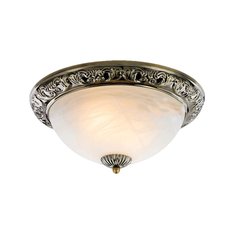Vintage Frosted Glass Bronze/Copper Flushmount Ceiling Lamp - 2 Bulb 11’/13’/15’ W