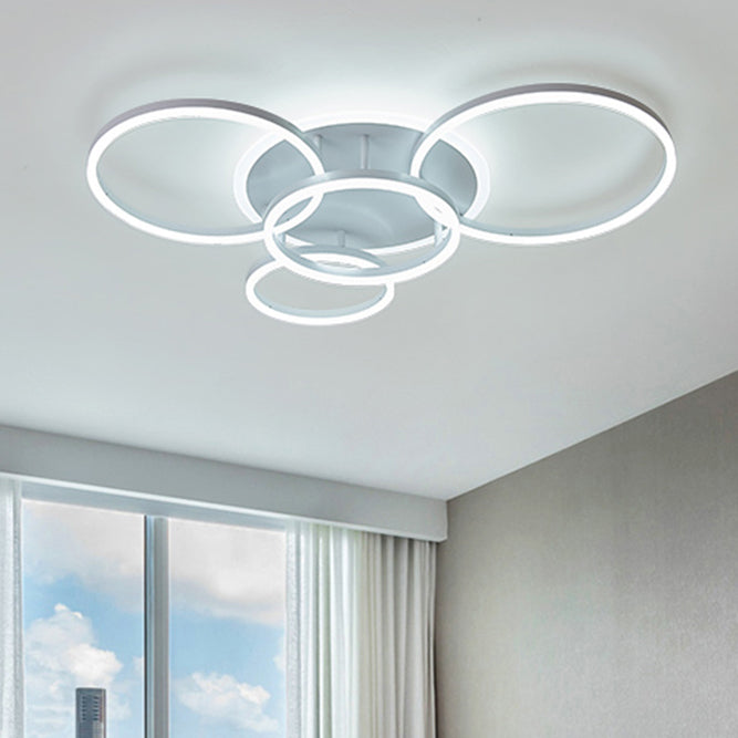 Modern Acrylic Led Flush Ceiling Light With Halo-Like Ring - White 2/3/5 Lights