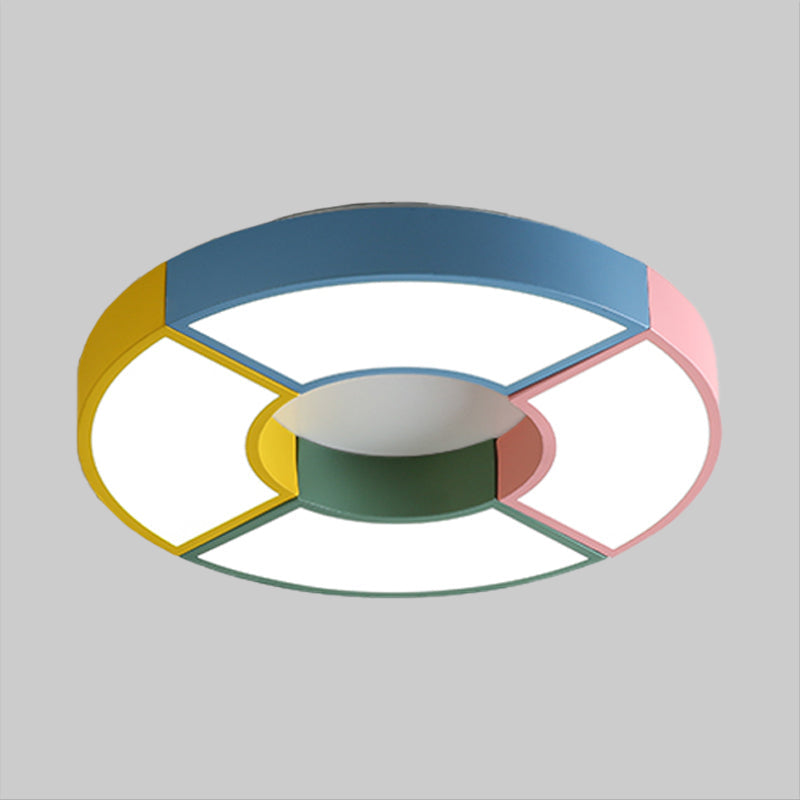 Modern Circular Acrylic Flushmount Ceiling Light With Creative Pink-Yellow Led