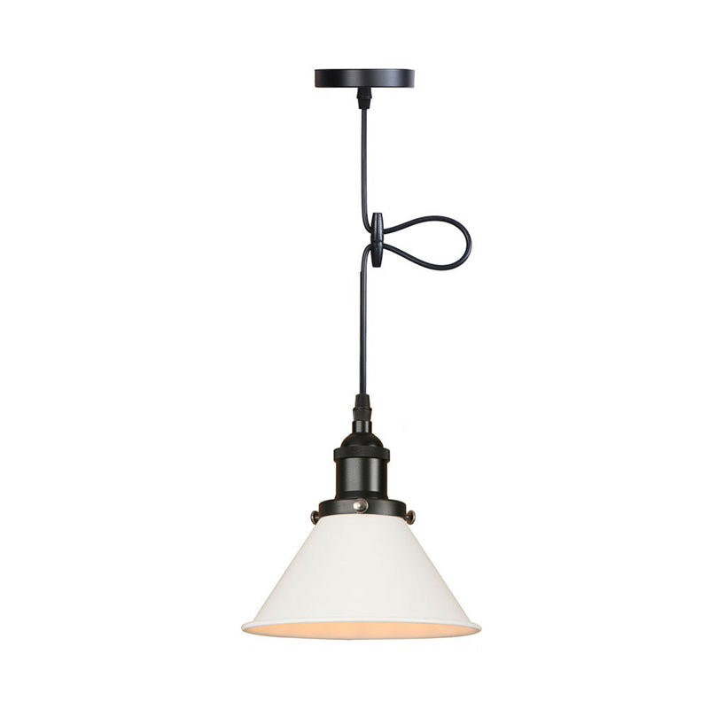 Industrial Cone Pendant Light In Black/Copper/Rust With Cord Grip - Single-Bulb Kitchen Bar Lighting