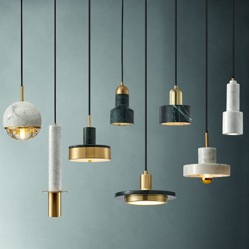 Minimalist Marble Pendant Light For Dining Rooms - Elegant Ceiling Fixture With Shaded Design