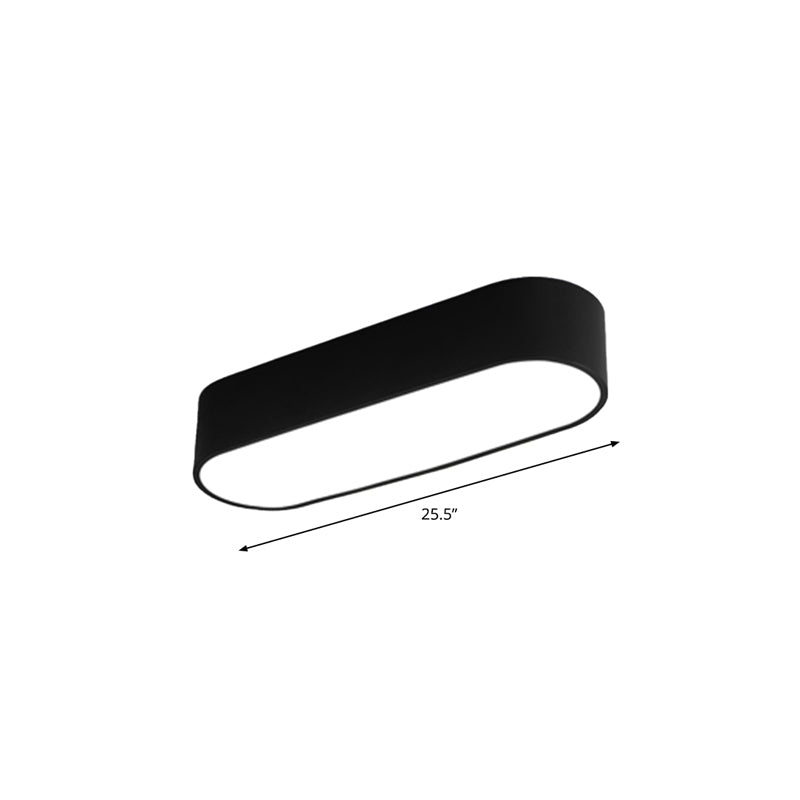 Simple Black Metallic Oval Led Ceiling Lamp - Flush Mount Light Fixture For Aisle / 25.5
