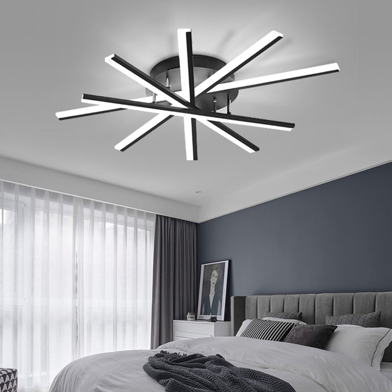 Black FanShaped LED Ceiling Light for Minimalist Bedroom Decor LunaDesignStudios
