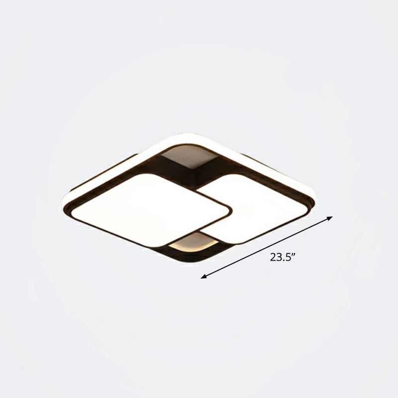 Nordic Acrylic Led Flush-Mount Ceiling Light For Bedrooms - Overlapping Style Black / 23.5 Remote