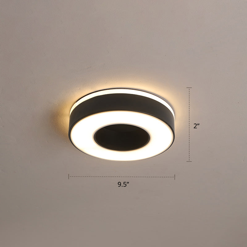 Nordic Style Led Flush Mount Ceiling Light With Acrylic Diffuser For Small Corridors Black / Warm