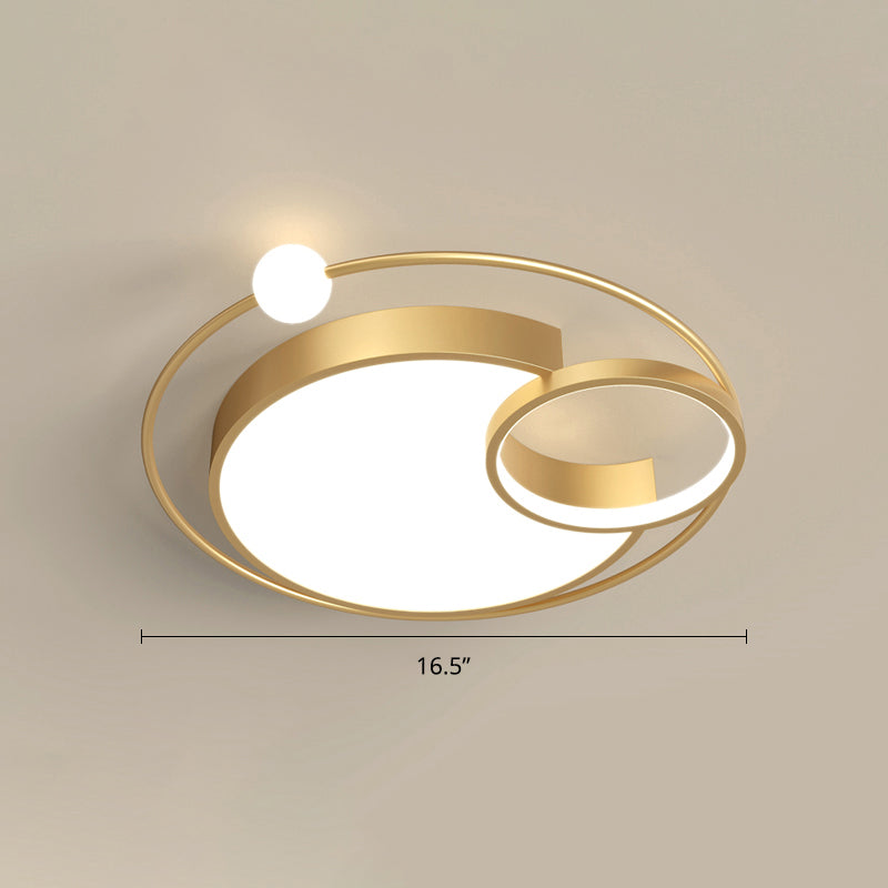 Nordic Moon Led Metal Ceiling Light For Bedroom Gold / 16.5 Third Gear