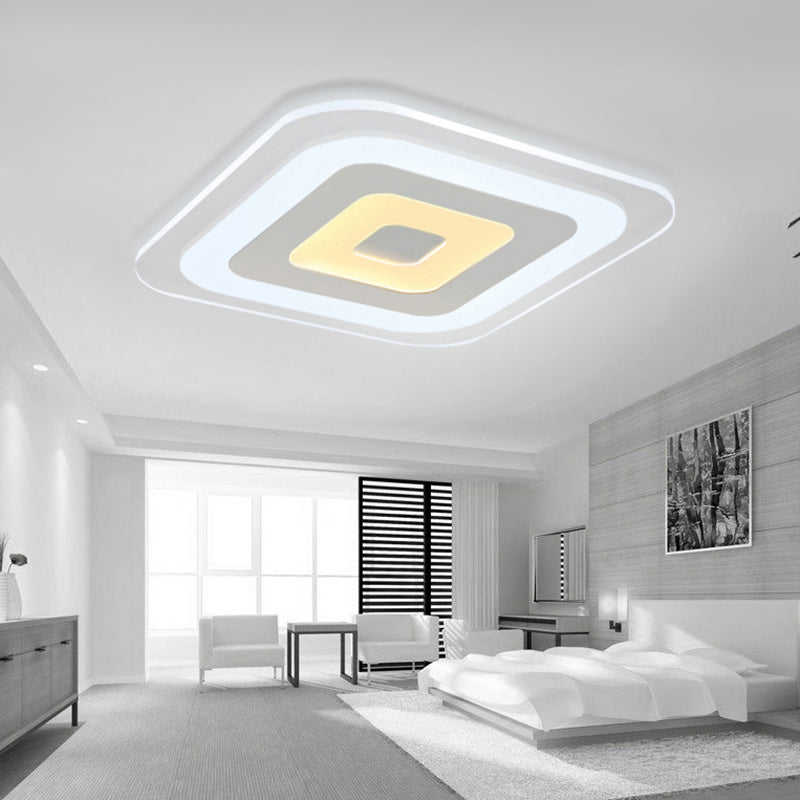 Sleek Surface Mounted Led Ceiling Light - Simplicity In White For Living Room / 8’ Inner Outer Warm