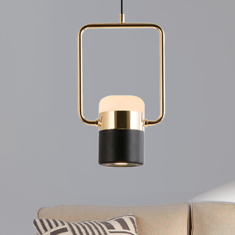 Margaret - Modern Black/White Cylinder Pendant Lamp Led Steel And Glass Hanging Lighting With