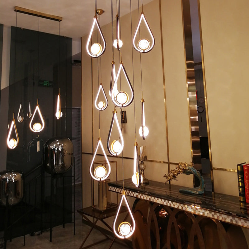Modern Led Crystal Pendant Lamp With Metal Ceiling Mount
