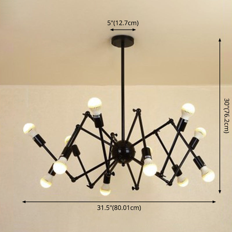 Spider-Shaped Wrought Iron Chandelier Retro Industrial Pendant Light For Coffee Shops And Workshops