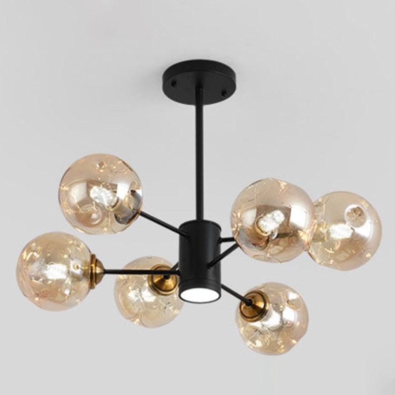 Modern Glass Bubble Chandelier Pendant Lights For Bedroom 6 / Amber