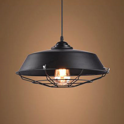 Farmhouse Barn Pendant Lamp - Height Adjustable Black/White Metal Hanging Light For Bars Matte Black