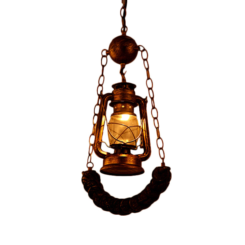 Industrial Style Hanging Lamp Kit - Clear Glass Brass Pendant Lighting With Curved Beam