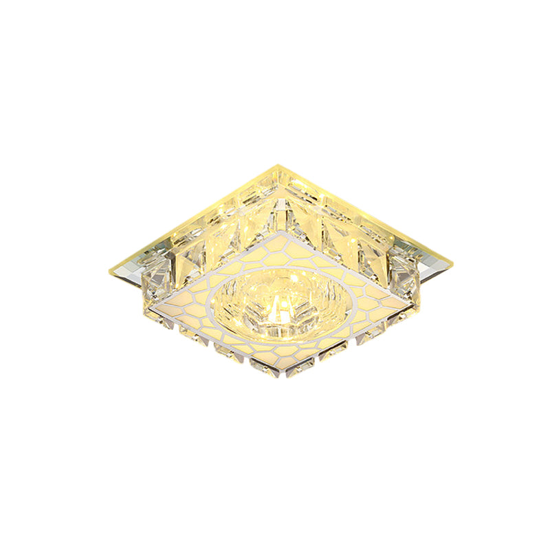 Modern Mini Led Ceiling Flush Mount Light With Clear Crystal For Hallway