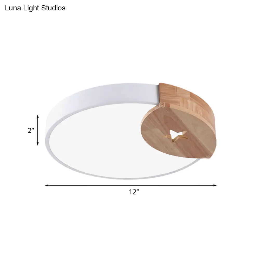 9’/12’ Circle White Led Flush Light With Acrylic Ceiling Mount - Modern White/Warm