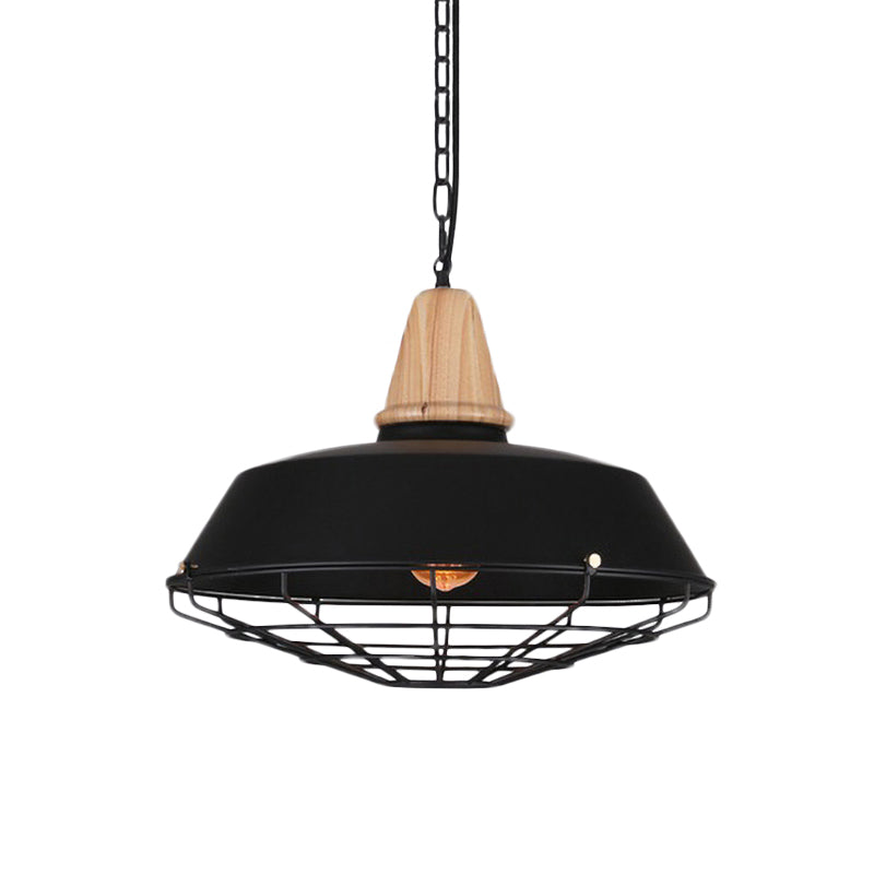 Retro Style Ceiling Pendant Light With Barn And Wire Guard - 1 Head 10/14/18 W Perfect For