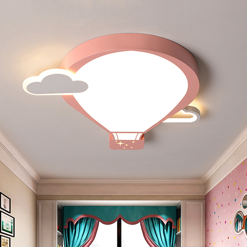 Cartoon Acrylic Led Ceiling Light: Hot Air Balloon Theme In Pink/Blue For Nursery Pink / White
