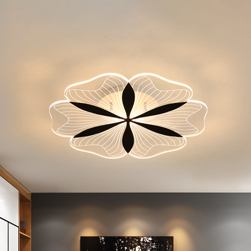 Minimalist Nordic Led Ceiling Flush Mount In Black White/Warm Light - Flower-Inspired Design / Warm