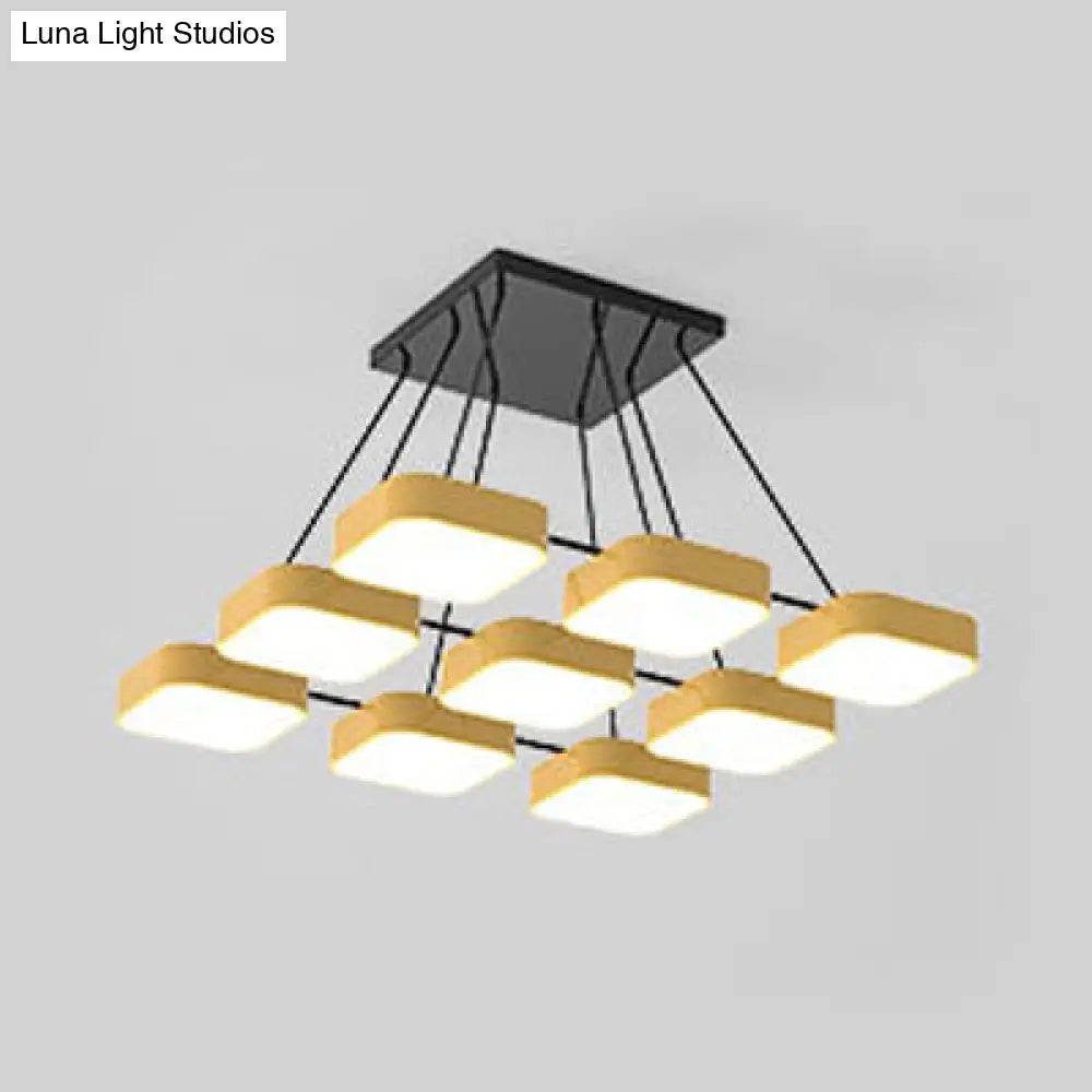 Acrylic Macaron Style Pendant Light For Kindergartens: Square Shade Chandelier