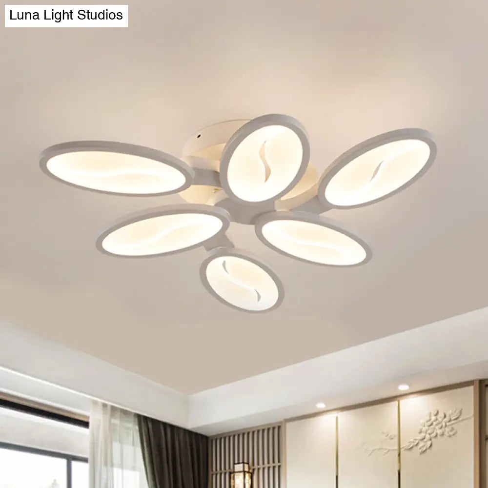 Acrylic Oval Ceiling Light Modern Led 3/6/9 Lights Flush Mount Fixture In Warm/White/Natural For
