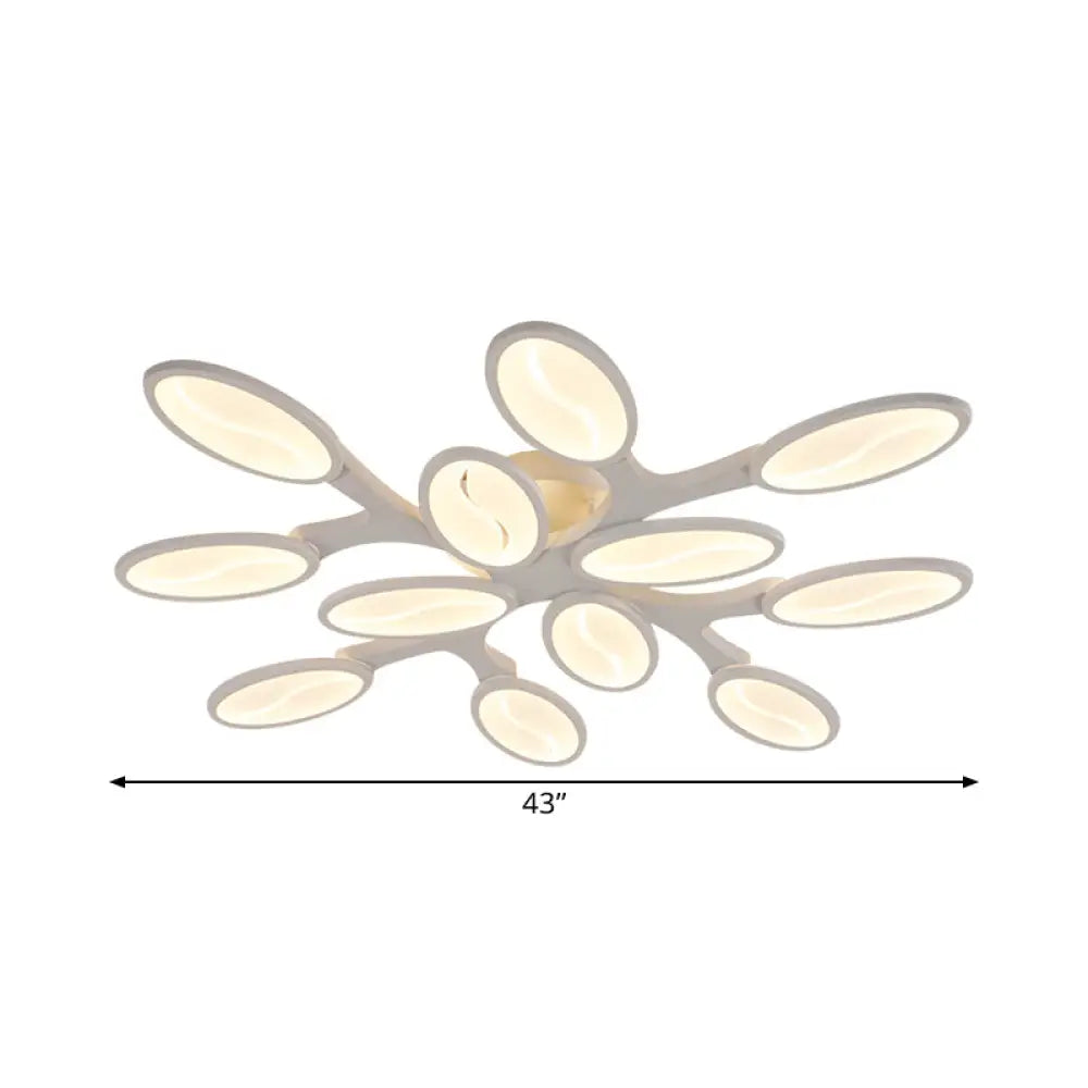 Acrylic Oval Ceiling Light Modern Led 3/6/9 Lights Flush Mount Fixture In Warm/White/Natural For