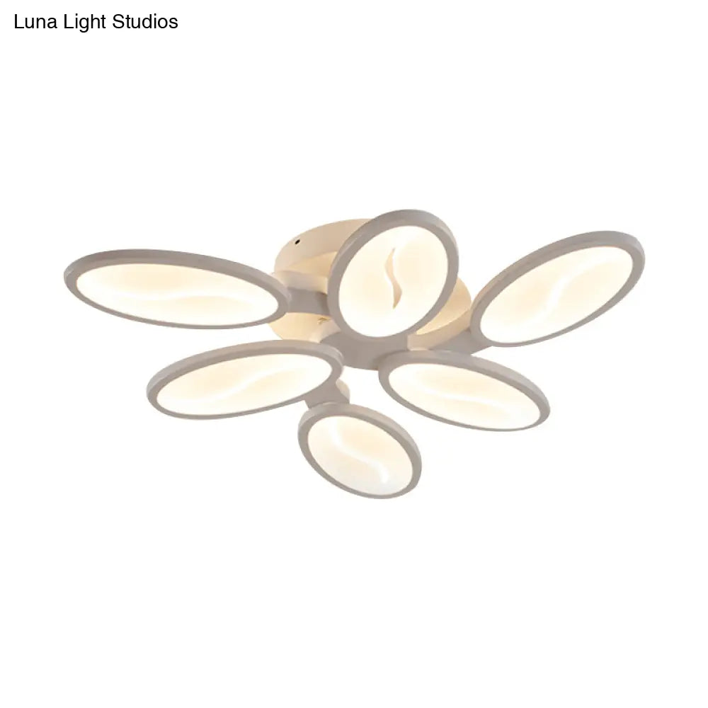Acrylic Oval Ceiling Light Modern Led 3/6/9 Lights Flush Mount Fixture In Warm/White/Natural For