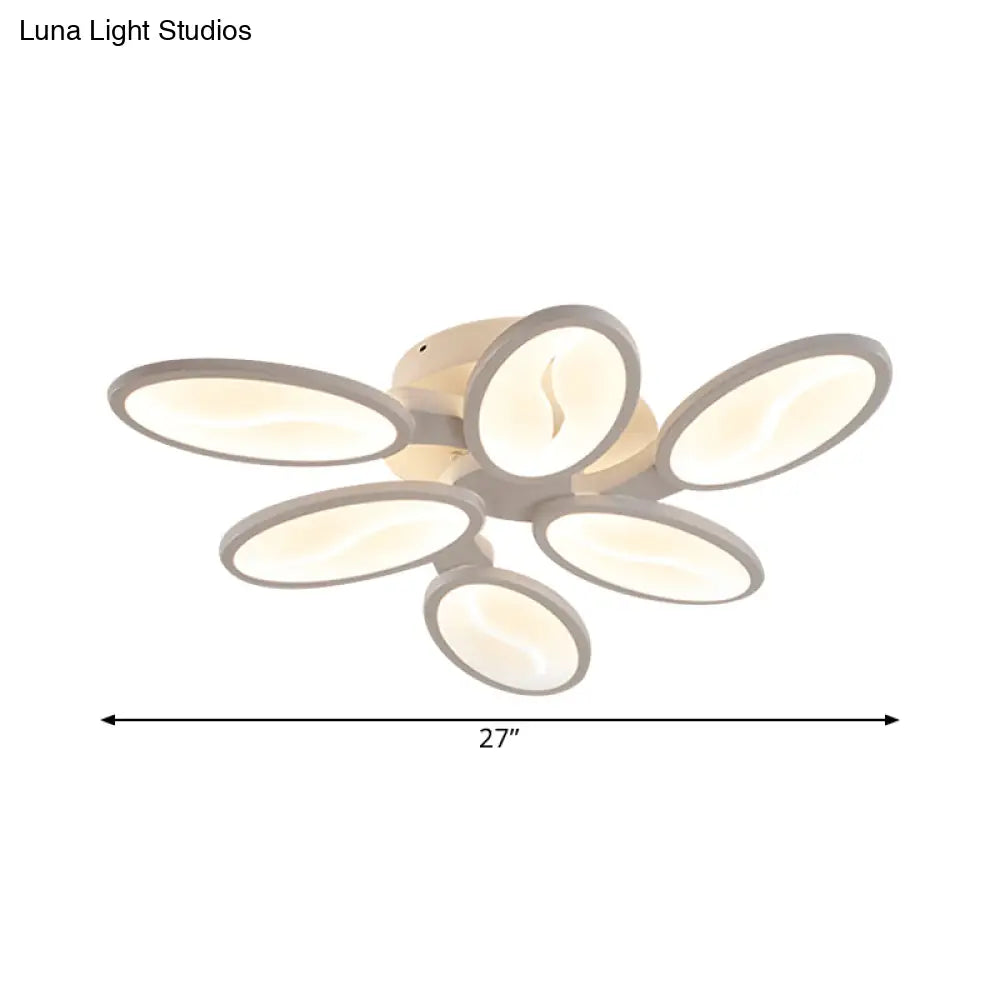 Acrylic Oval Ceiling Light Modern Led 3/6/9 Lights Flush Mount Fixture In Warm/White/Natural For