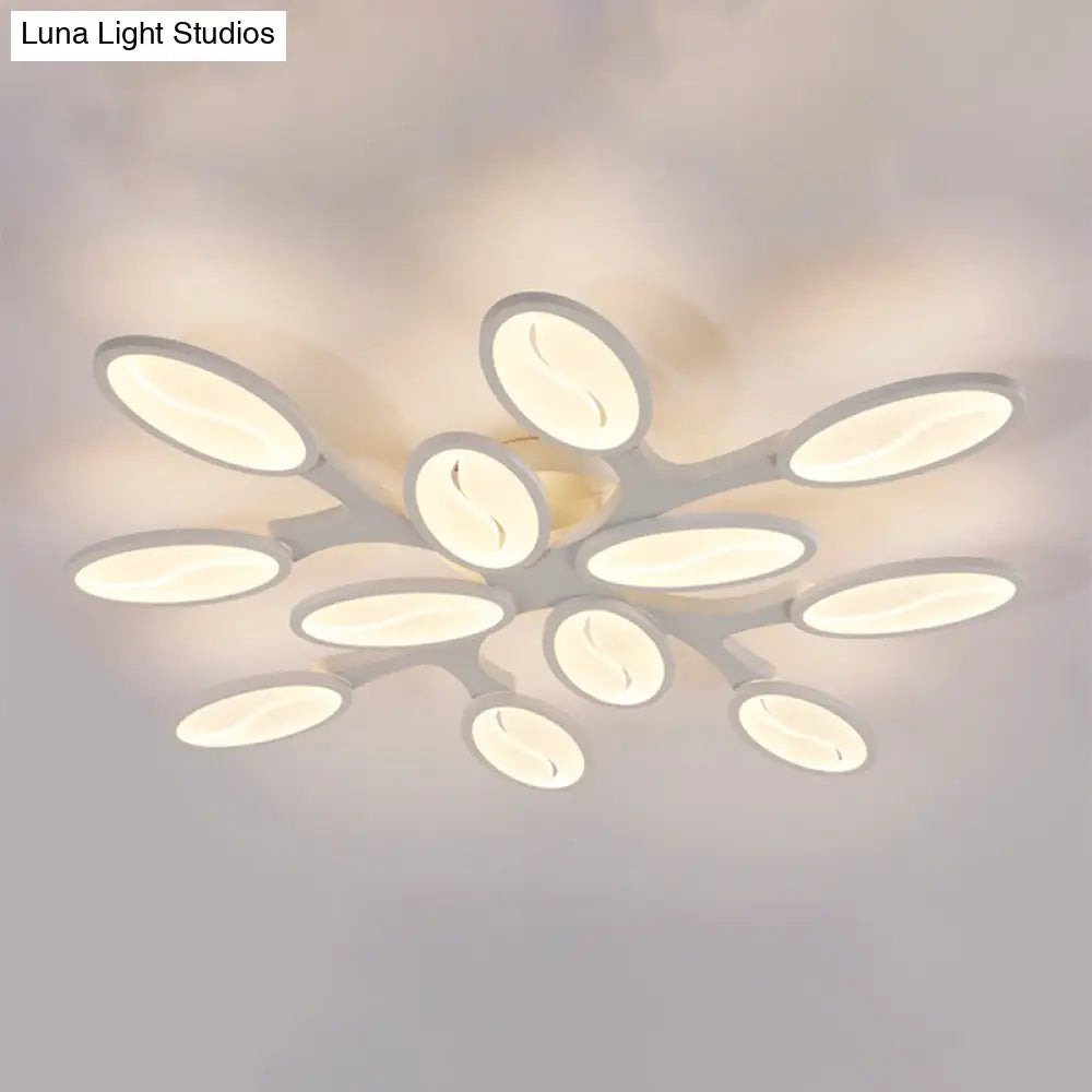 Acrylic Oval Ceiling Light Modern Led 3/6/9 Lights Flush Mount Fixture In Warm/White/Natural For