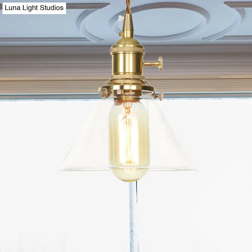Adjustable Clear Glass Cone Pendant Light For Kitchen - Single Hanging Fixture