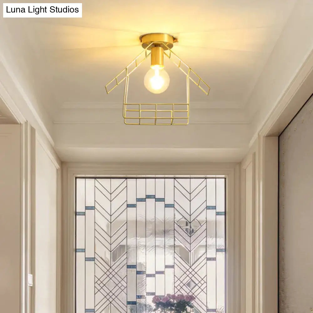 American All-Copper Balcony Ceiling Lamp