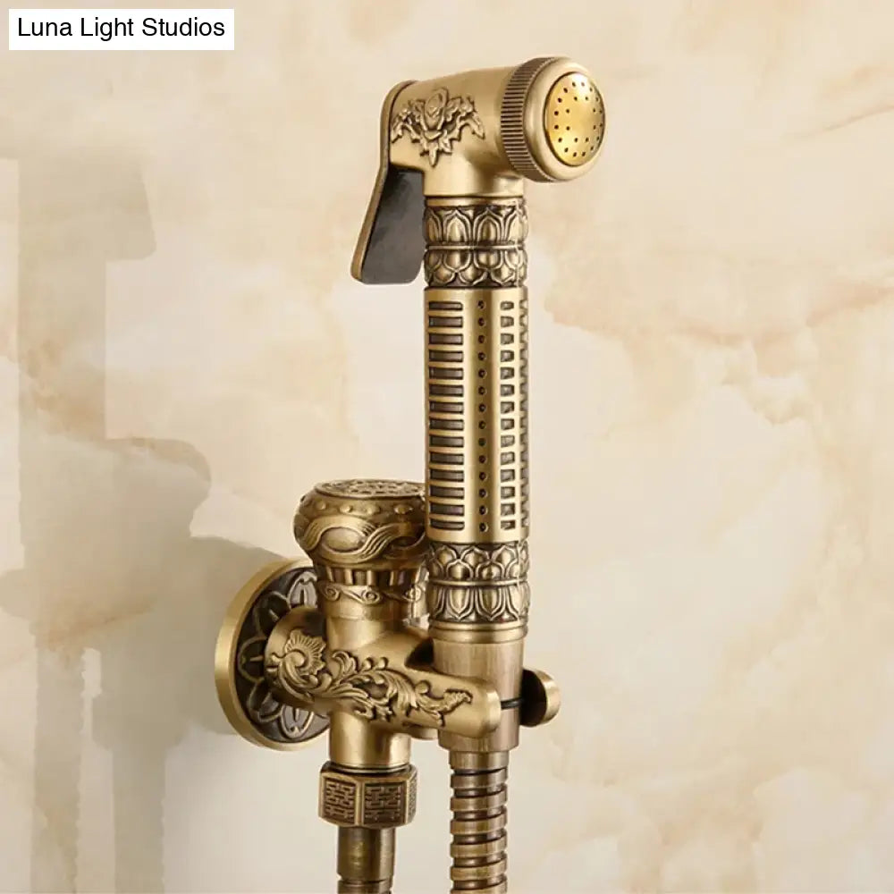 Antique Hand Held Bidet Sprayer Douche Toilet Kit Shattaf Shower Head Gold Copper Valve Set Jet Brass Toilet Bidet