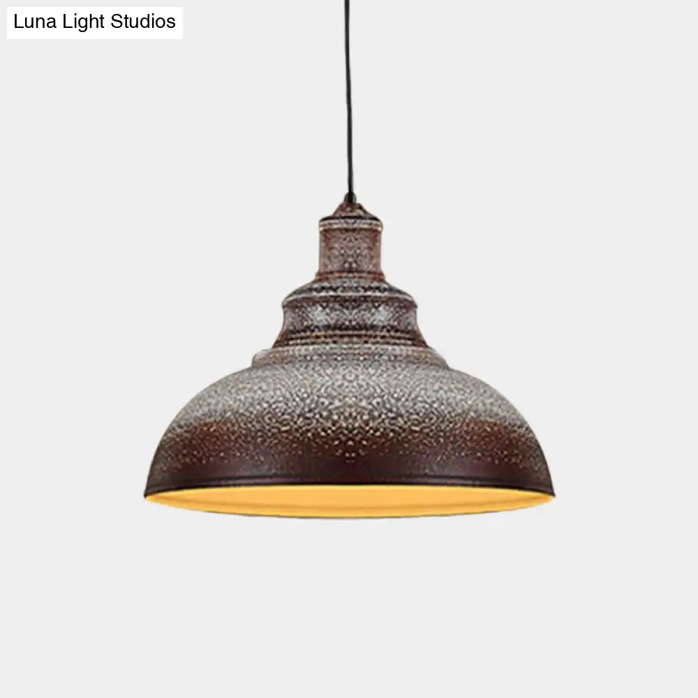 Antiqued Metal Barn Pulley Pendant Lamp - Blue/Rust Ceiling Lighting For Dining Room