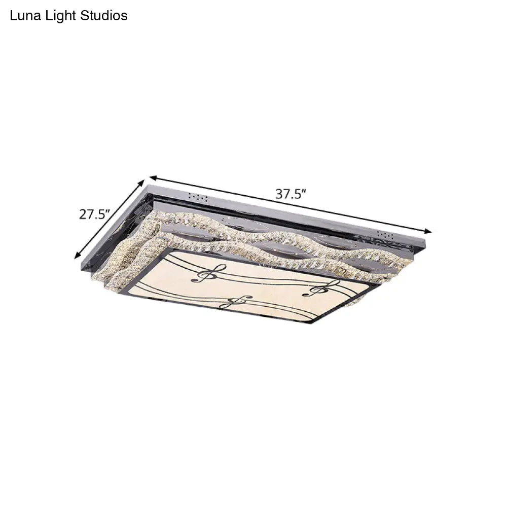 Clear Crystal Led Ceiling Light: Modern Stainless - Steel Flushmount For Bedchamber With Note