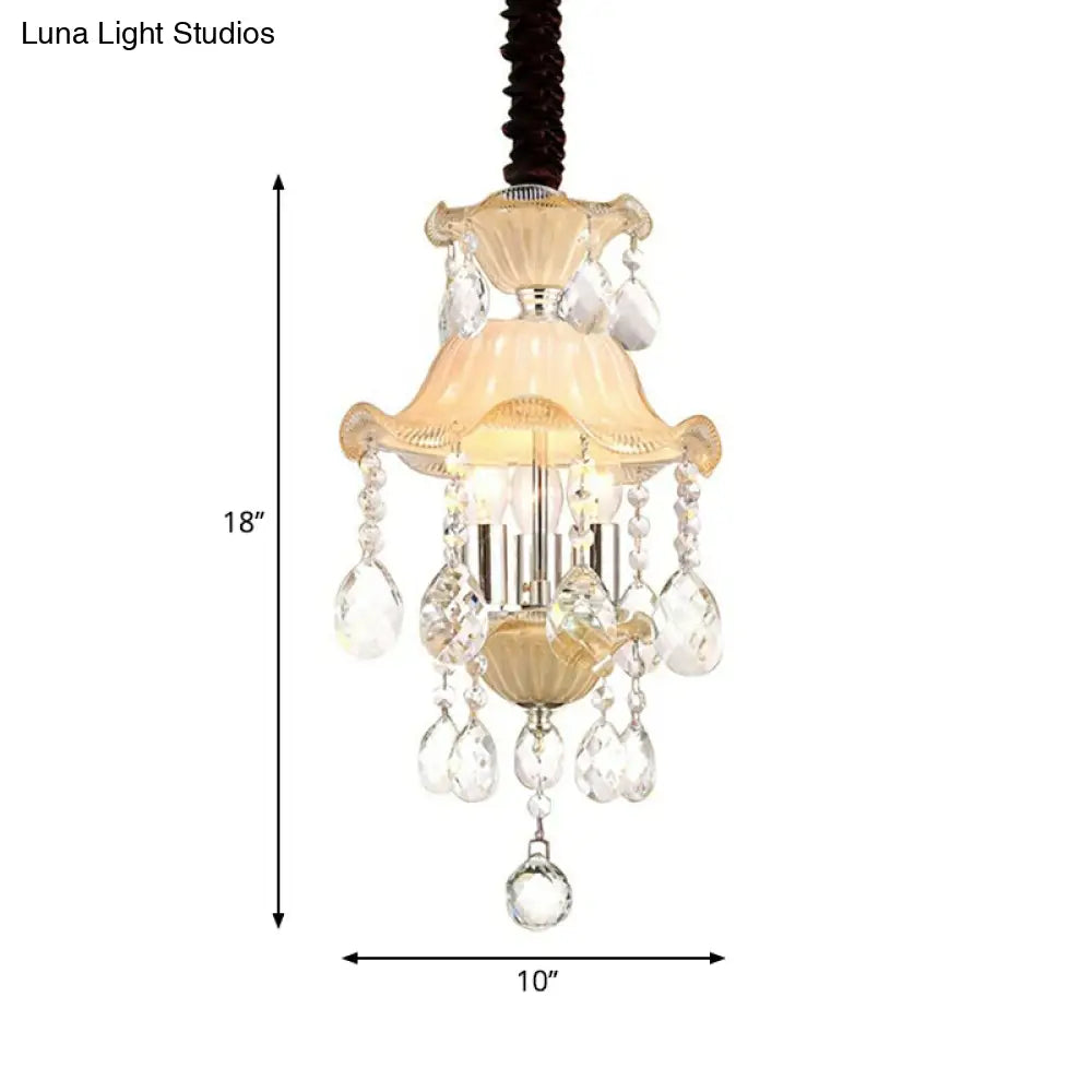 Clear Crystal Modernist Flower Chandelier Light - 3 Lights Ceiling Lamp