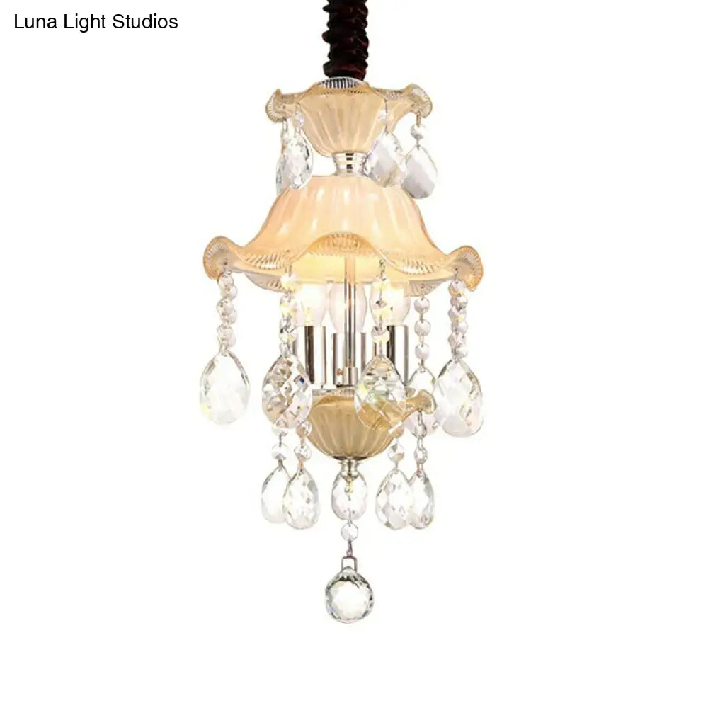 Clear Crystal Modernist Flower Chandelier Light - 3 Lights Ceiling Lamp
