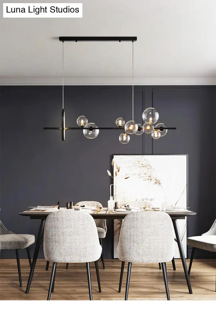 Contemporary Black Glass Pendant Lighting For Dining Table - Island Ceiling Light