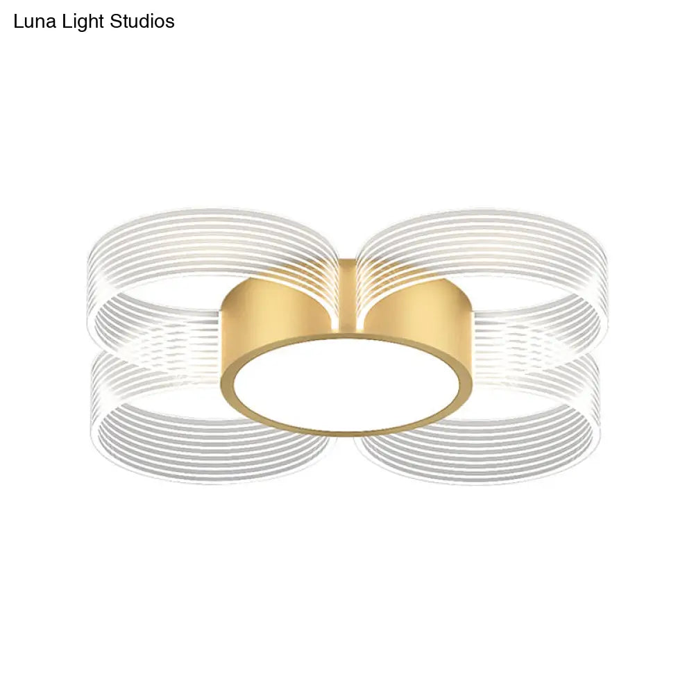 Contemporary Circle Ceiling Light: Acrylic 3/4/5 Bulbs Flush Mount Gold Finish