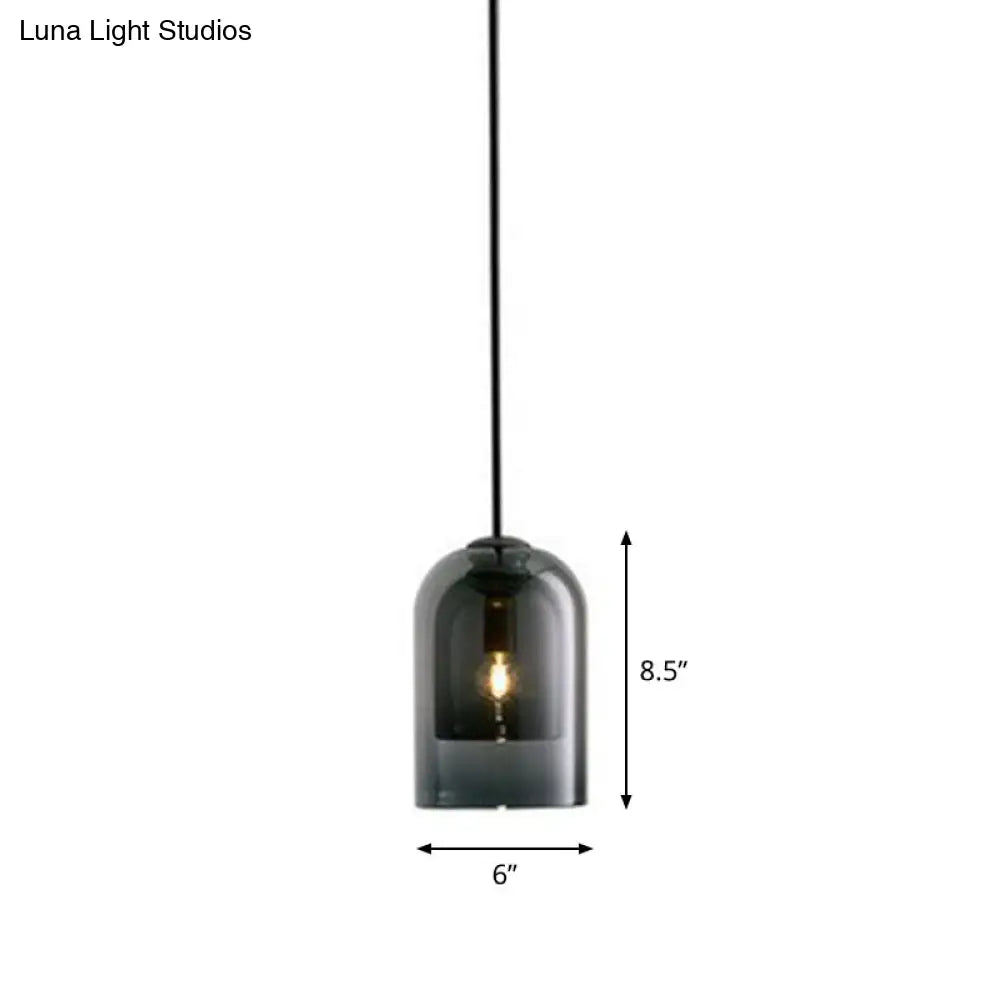 Contemporary Glass Cloche Hanging Lamp With Kitchen Lighting - 1 Bulb Fixture