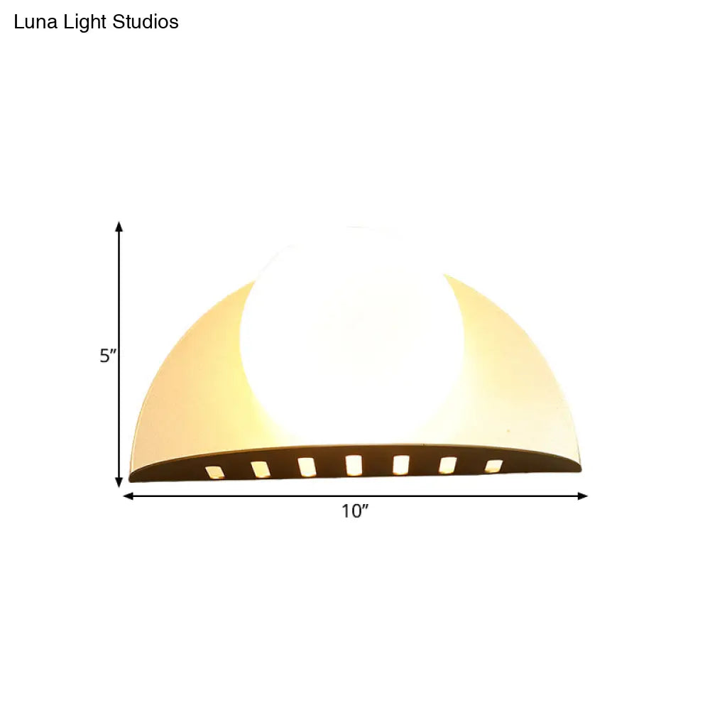 Contemporary Gold Opaline Glass Sphere Wall Lamp With Mount - Single Bulb Fixture