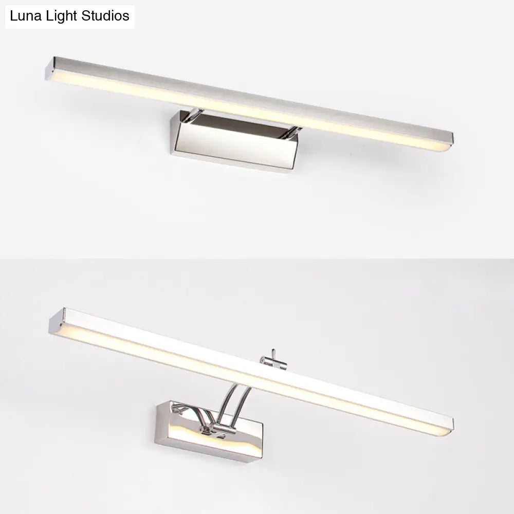 Contemporary Led Wall Mounted Vanity Light Fixture - Stainless Steel Stick Design White Lighting