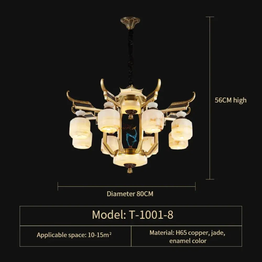Copper Chandelier with Marble 20+ Lights Remote Control 8 Heads D80CM / Three colours chandelier