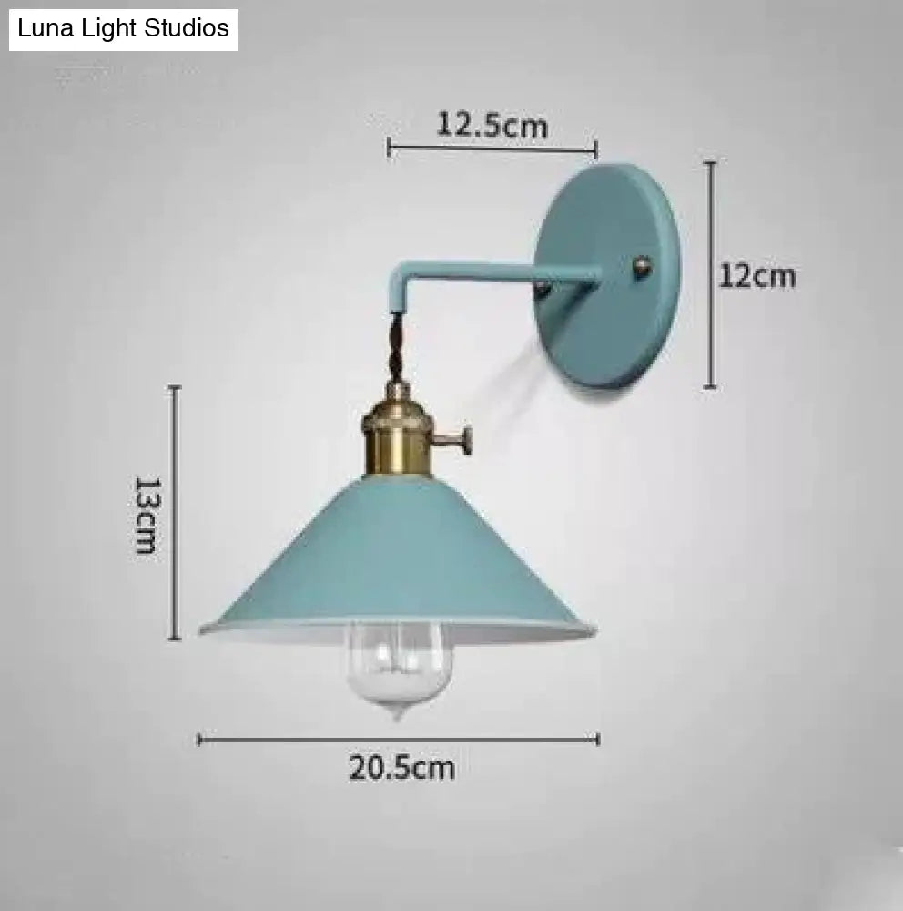 Copper Wall Lamp Nordic Macaron Color Childrens Room Bedside Creative Personality Sky Blue / 5 Wled