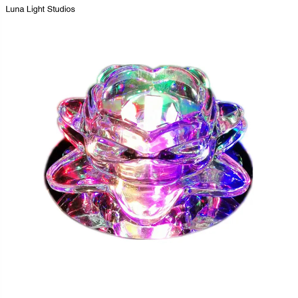 Crystal Clear Lotus Flush Mount Led Light - Minimalist Ceiling Fixture For Passageway