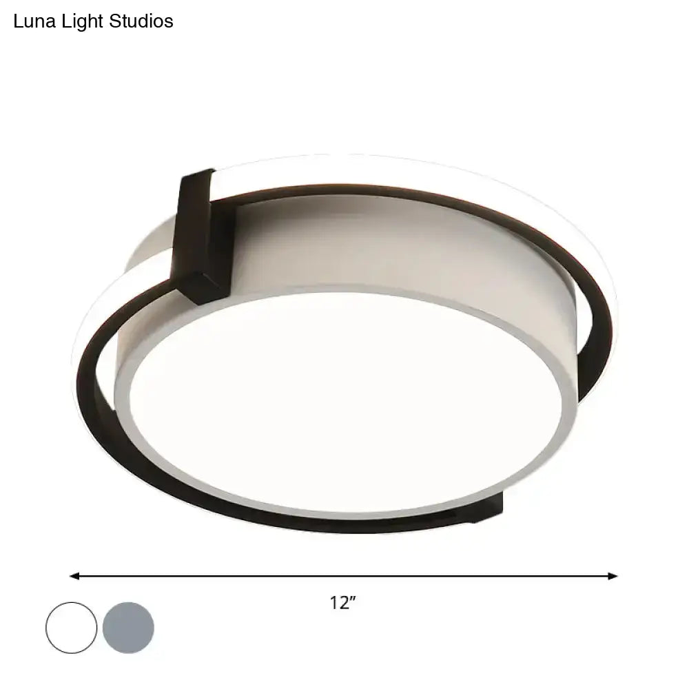 Dorm Room Led Flushmount Ceiling Light With Minimalist Design And Acrylic Shade (Grey/White) -