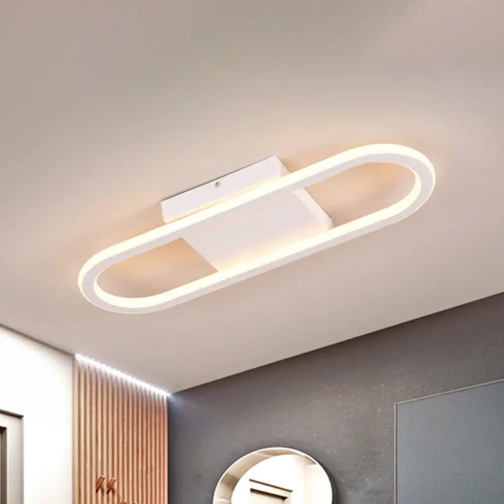 Ellipse Led Ceiling Light - 15’/19’ Metal Flush Mount Simple Black/White Design White/Warm Glow