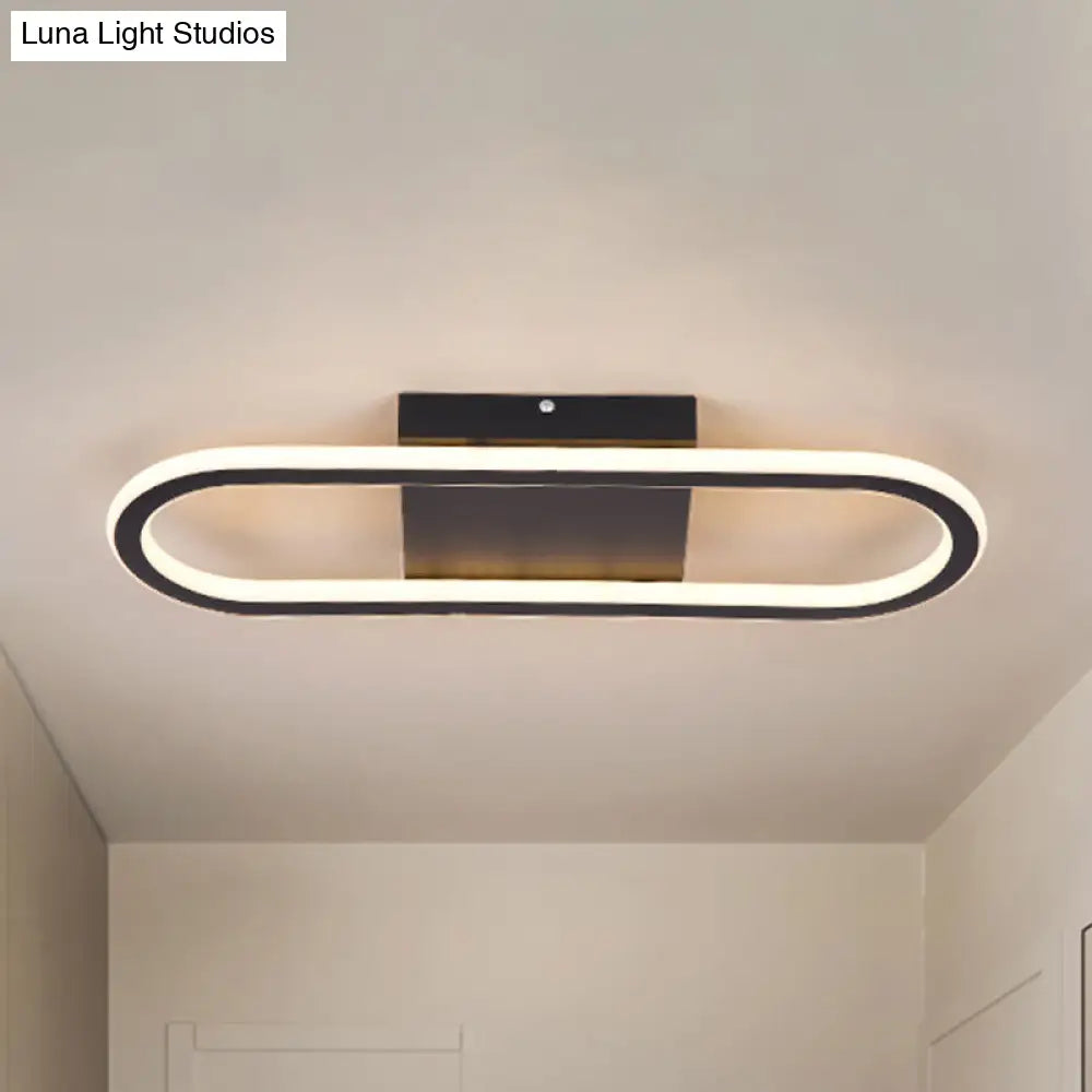 Ellipse Led Ceiling Light - 15’/19’ Metal Flush Mount Simple Black/White Design White/Warm Glow