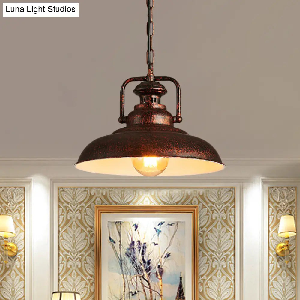 Farmhouse Style Rustic Barn Hanging Ceiling Light With Swivel Joint - Black/Rust Finish For Living