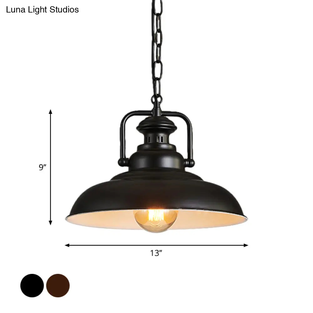 Farmhouse Style Rustic Barn Hanging Ceiling Light With Swivel Joint - Black/Rust Finish For Living