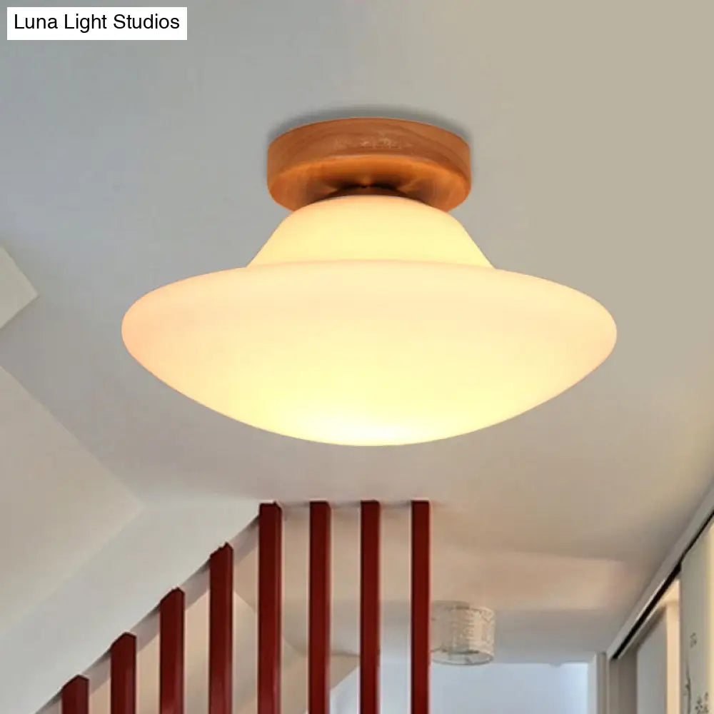 Frosted Glass Semi-Circle/Square Flush Ceiling Light - Modern 1-Light Mount For Corridor